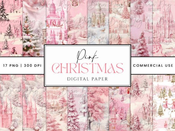 Download Pink Christmas Digital Paper Printable - Print Collection