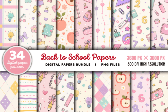 Download Back to School Paper Pattern Bundle - Bundle Collection