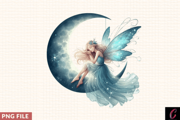 Download Fairy Girl on Crescent Moon Clipart Png - Crescent moon clipart Collection