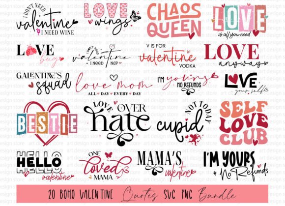 Download Boho Valentine Quotes SVG PNG DXF Bundle - Bundle Collection