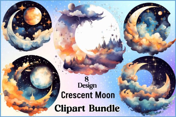 Download Crescent Moon Clipart PNG Bundle - Bundle Collection