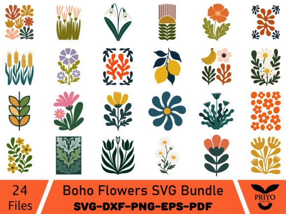 Download Boho Flowers SVG Bundle - Bundle Collection