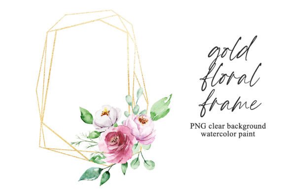 Download Floral Gold Geometric Frame with Flowers - Flowers Collection