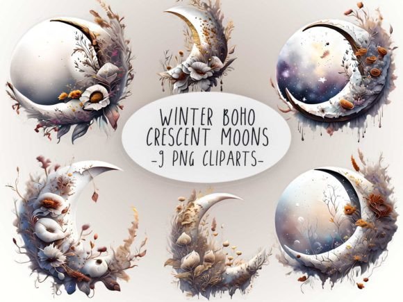 Download Winter Boho Crescent Moons - Moons Collection
