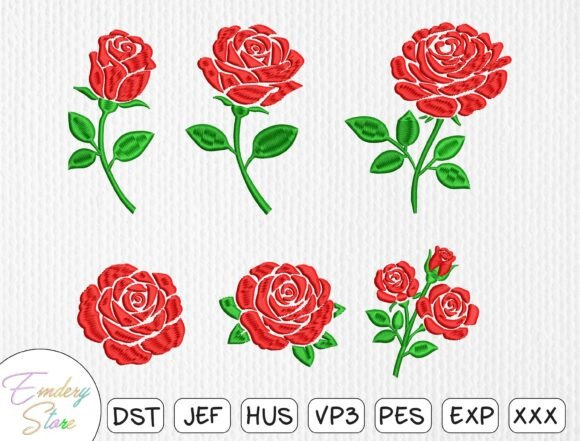 Download Classic Red Rose Embroidery Bundle - Bundle Collection