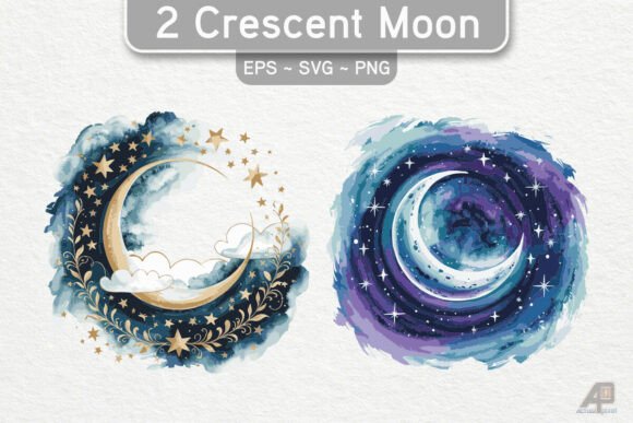 Download Watercolor Crescent Moon Clipart - Crescent moon clipart Collection