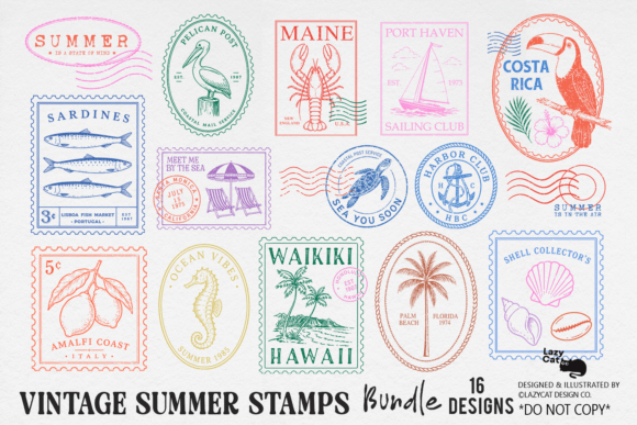 Download Vintage Summer Stamp PNG Bundle - Bundle Collection