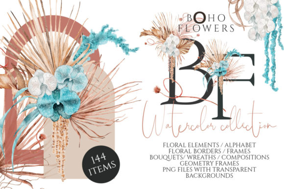 Download Boho Flowers Watercolor Collection - Flowers Collection