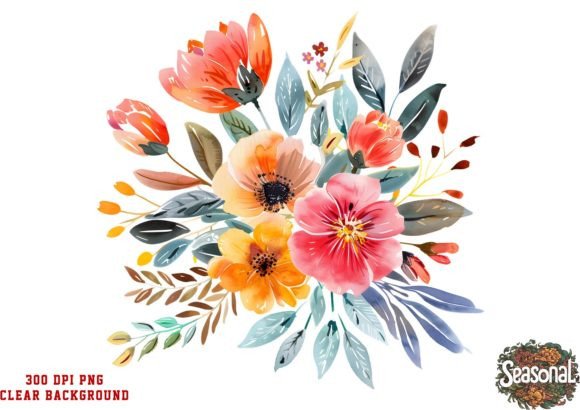 Download Boho Flowers Bouquet Watercolor Clipart - Flowers Collection