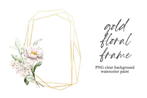 Download Floral Gold Geometric Frame with Flowers - Flowers Collection