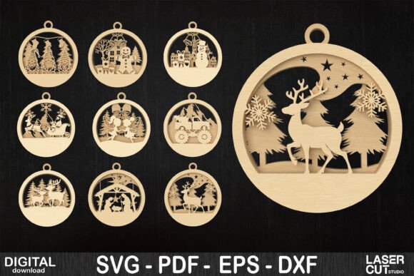 Download Christmas Laser Cut Ornaments Bundle - Bundle Collection