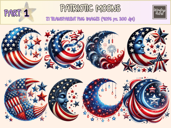 Download Patriotic Moons P1 Clipart - Moons Collection