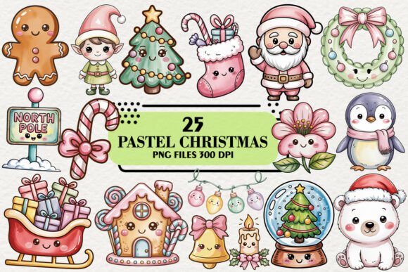 Download Kawaii Pastel Christmas Clipart Bundle - Bundle Collection