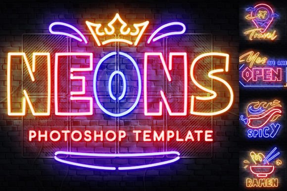 Download Neon Outline Photoshop Template - Template Collection