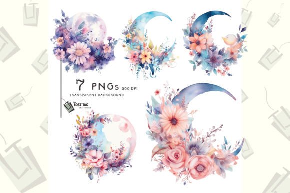 Download Floral Crescent Moon Clipart Sublimation - Premium Resources