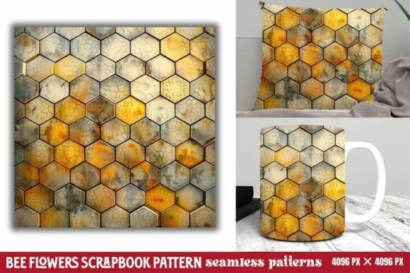 Download Bee Flowers Scrapbook Paper Pattern - Flowers Collection