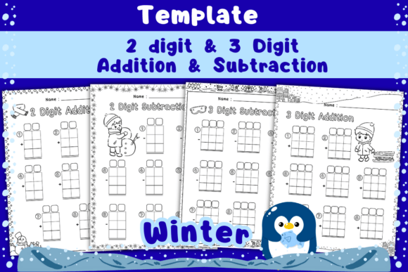 Download Winter Template 2-3 Digit Add &amp; Sub - Template Collection