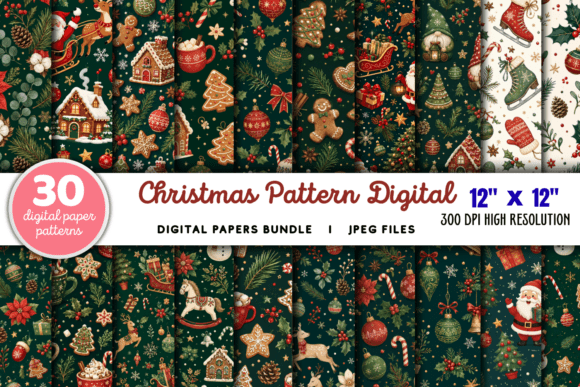 Download Christmas Pattern Digital Paper Bundle - Bundle Collection