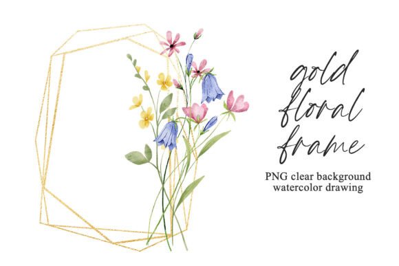 Download Floral Gold Geometric Frame Wildflowers. - Flowers Collection