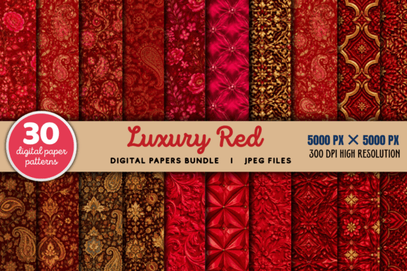 Download Luxury Red Digital Paper Red Bundle - Bundle Collection