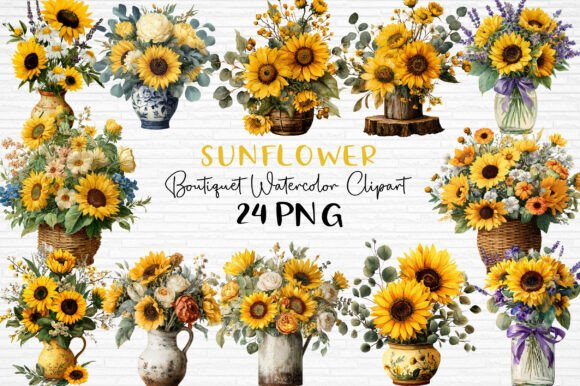 Download Sunflowers Boutique Watercolor Clipart - Flowers Collection