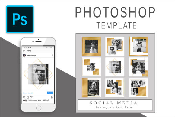 Download Gold Instagram Photoshop Template - Template Collection
