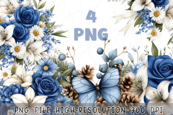 Download Blue Floral Watercolor Flowers Bouquet - Flowers Collection