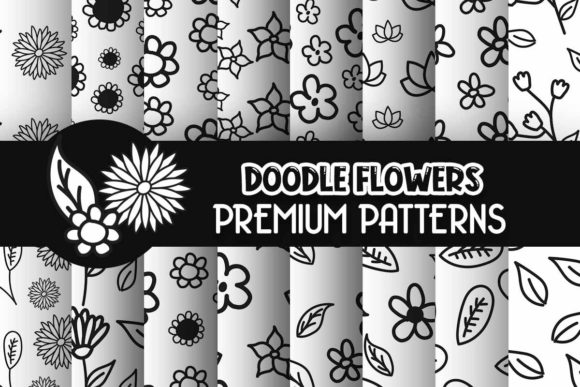Download Black and White Doodle Flowers Patterns - Flowers Collection
