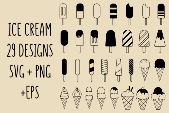 Download Ice Cream Svg Bundle Outline Clipart - Bundle Collection