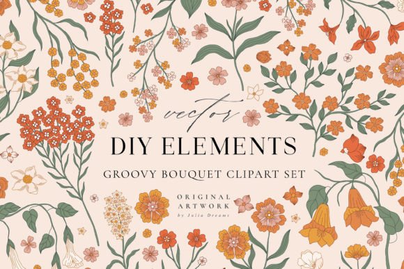 Download Groovy Bouquet Boho Flowers Clipart - Flowers Collection