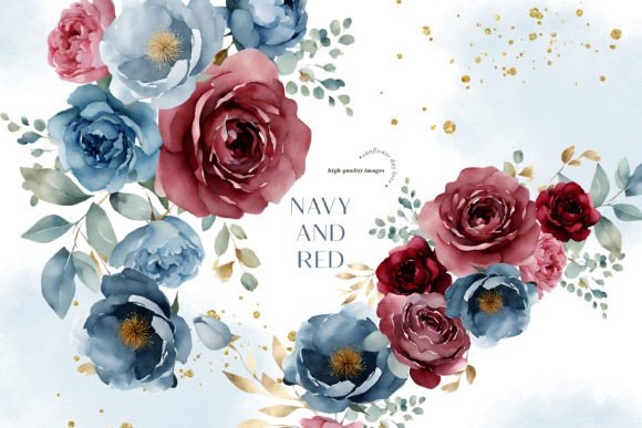 Download Navy &amp; Red Flowers Bouquets Clipart - Flowers Collection