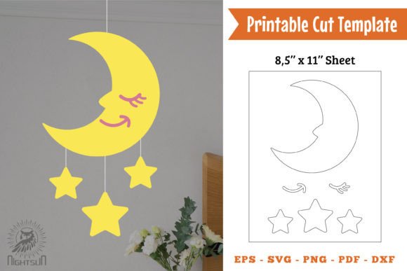 Download Cute Moon Printable Cut Template - Template Collection