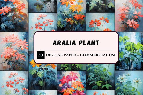 Download Printable Aralia Plant Digital Paper - Print Collection