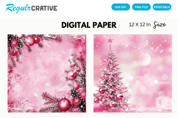 Download Printable Pink Christmas Digital Paper - Print Collection