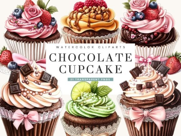 Download Chocolate Cupcake Clipart Bundle - Bundle Collection