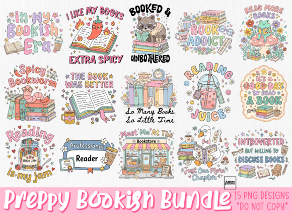 Download Preppy Pink Bookish Sublimation Bundle - Bundle Collection