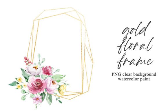 Download Floral Gold Geometric Frame with Flowers - Flowers Collection