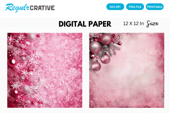 Download Printable Pink Christmas Digital Paper - Print Collection