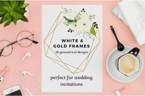 Download White Flowers &amp; Romantic Geometric Frame - Flowers Collection