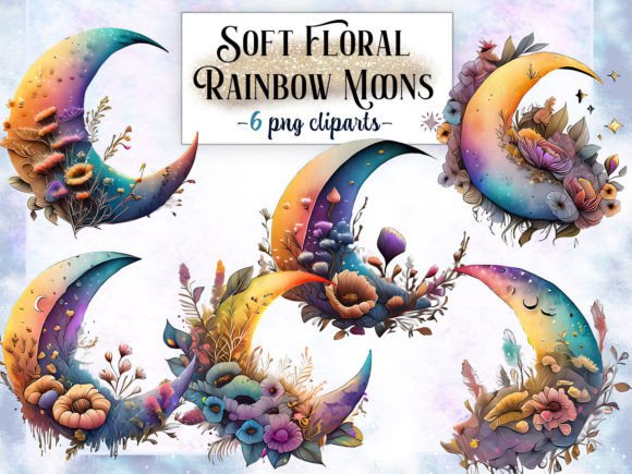 Download Soft Floral Rainbow Moons Clipart - Premium Resources