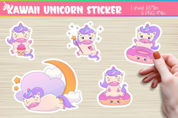 Download Kawaii Unicorn Stickers 5 PNG Printable - Print Collection