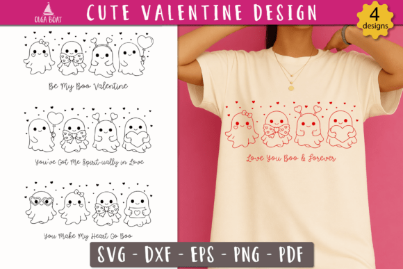 Download Cute Valentine Ghost SVG Love Print - Print Collection