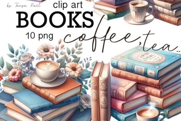 Download Coffee Cup and Books Clipart Bundle - Bundle Collection