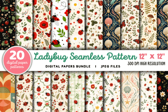 Download Ladybug Pattern Digital Paper Bundle - Bundle Collection