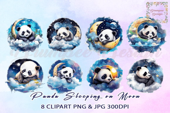 Download Panda Sleeping on Crescent Moon Clipart - Premium Resources