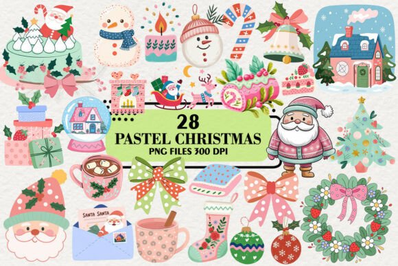 Download Kawaii Pastel Christmas Clipart Bundle - Bundle Collection