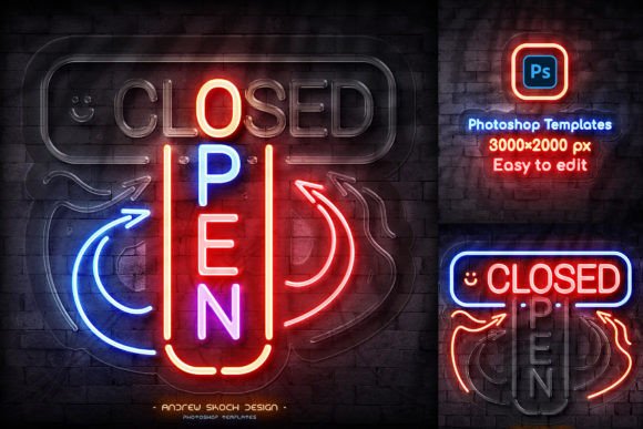 Download Neon on off Light – Photoshop Template - Template Collection