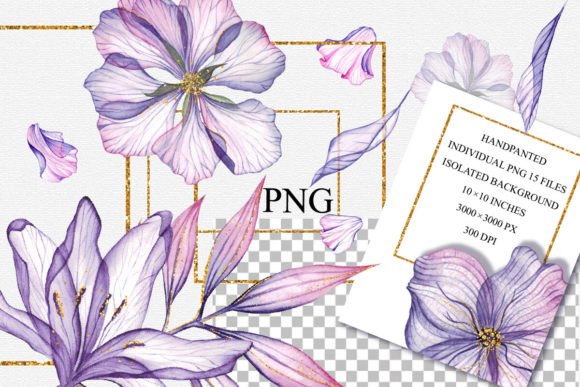 Download Watercolor Flowers and Gold Clipart, PNG - Flowers Collection