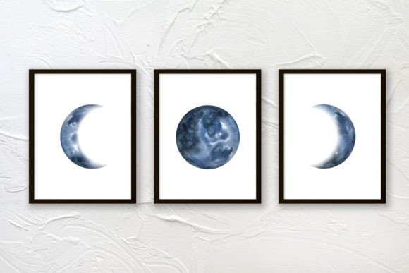 Download Moon Phase Wall Art Set of 3 Prints - Print Collection