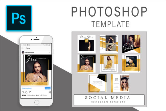 Download Black and Gold Instagram Photoshop Template - Template Collection